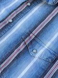Vintage 90s Wrangler Striped Denim Western Shirt – White Sleeves, Medium/Large