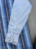 Vintage 90s Wrangler Striped Denim Western Shirt – White Sleeves, Medium/Large