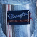 Vintage 90s Wrangler Striped Denim Western Shirt – White Sleeves, Medium/Large