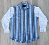 Vintage 90s Wrangler Striped Denim Western Shirt – White Sleeves, Medium/Large