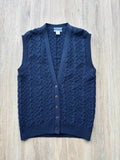 Vintage 80s/90s Pendleton Navy Blue Wool Cable Knit Sweater Vest – Made in USA, Size S/M