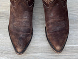 Women's Size 8.5 Pistolero Chocolate Brown Brushed Suede Leather Cowboy Boots