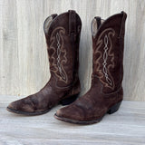 Women's Size 8.5 Pistolero Chocolate Brown Brushed Suede Leather Cowboy Boots