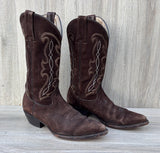 Women's Size 8.5 Pistolero Chocolate Brown Brushed Suede Leather Cowboy Boots