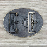 Vintage 80s East Meets West Locamotive - Taming of the West Collectors Brass Belt Buckle - Made in USA