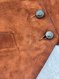 Vintage 90s Herman Geist Brown Suede Leather Paisley / Floral Embroidered Western Vest (Sm/XS)