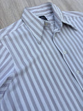 Vintage 70s Mira Knit White / Maroon Herringbone Stripe Button Up (S/M)