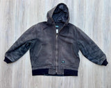 Vintage 90s/Y2K Key Imperial Faded Black Thrashed & Distressed Hooded Work Jacket (Men's L/XL)