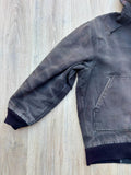Vintage 90s/Y2K Key Imperial Faded Black Thrashed & Distressed Hooded Work Jacket (Men's L/XL)