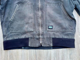 Vintage 90s/Y2K Key Imperial Faded Black Thrashed & Distressed Hooded Work Jacket (Men's L/XL)
