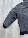 Vintage 90s/Y2K Key Imperial Faded Black Thrashed & Distressed Hooded Work Jacket (Men's L/XL)