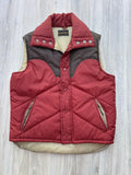 Vintage 70s Burnt Orange Supreme Puffer Vest with Brown Western Yoke - Medium