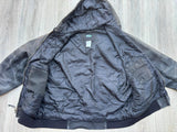 Vintage 90s/Y2K Key Imperial Faded Black Thrashed & Distressed Hooded Work Jacket (Men's L/XL)