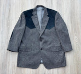 Vintage 80s Bar WS Western Blazer with Suede Yoke & Elbows - Large