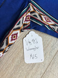 Vintage 90s Wrangler Short Sleeve Pearlsnap Western Shirt Blue Aztec - Large