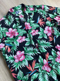 Vintage 80s / 90s RJC - Black Hawaiian Floral Button Up Shirt - Med/Lrg