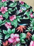 Vintage 80s / 90s RJC - Black Hawaiian Floral Button Up Shirt - Med/Lrg