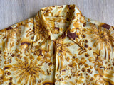 Vintage 60s Kamawhance Hawaiian Floral Button Up Shirt - 100% Polyester - Large