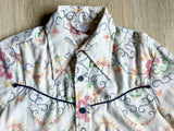 Vintage 70s Blue Buckle Cream Linen/Chambray Button Up Shirt with Floral Embroidery & Western Yoke - Small