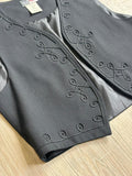 Vintage 90s Lucia Petites Cropped Black Western Floral Embroidered Vest - Sm/Med - Made in USA