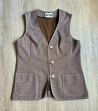 Vintage 60s Act III Brown/White Polyester Leisure Vest - Med/Lrg
