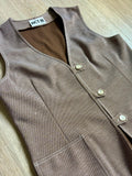 Vintage 60s Act III Brown/White Polyester Leisure Vest - Med/Lrg