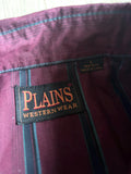 Classic Y2K Ely Cattleman Maroon Striped Long Sleeve Pearl Snap Western Shirt - Large