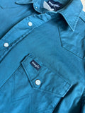 Classic Y2K Wrangler Solid Turquoise / Green Pearlsnap Western Shirt - Sm/Med