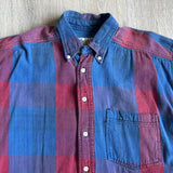 Vintage 90s Jockey Red/Blue Gingham Flannel Button Up Shirt - Large