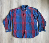 Vintage 90s Jockey Red/Blue Gingham Flannel Button Up Shirt - Large