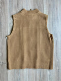 Vintage 90s Designers Studio Beige Suede Zip Up Sweater Vest - Small
