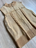 Vintage 90s Designers Studio Beige Suede Zip Up Sweater Vest - Small