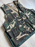 Vintage 80s Sports Afield Camo Hunting Vest with Game Bag - Large
