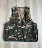 Vintage 80s Sports Afield Camo Hunting Vest with Game Bag - Large
