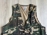 Vintage 80s Sports Afield Camo Hunting Vest with Game Bag - Large