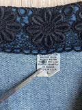 Vintage 90s Denim Vest w/ Black Lace Accents - M/L