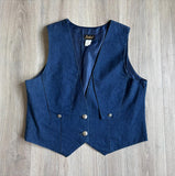 Vintage 90s Jules Denim Western Vest w/Silver Conchos - Med/Lrg