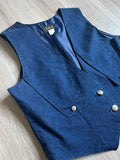 Vintage 90s Jules Denim Western Vest w/Silver Conchos - Med/Lrg
