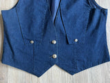Vintage 90s Jules Denim Western Vest w/Silver Conchos - Med/Lrg