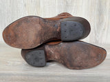 Size 10 Vintage 80s Sanders Brown Bull Hide Leather Cowboy Boots