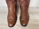 Size 10 Vintage 80s Sanders Brown Bull Hide Leather Cowboy Boots