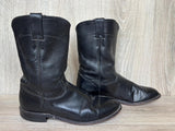 Size 9 Vintage 90s Justin Black Leather Roper Cowboy Boots