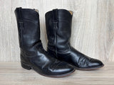 Size 9 Vintage 90s Justin Black Leather Roper Cowboy Boots