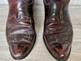 Size 9 Vintage 70s Laredo Cherry / Brownish Maroon Leather Cowboy Boots - Made in USA