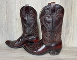 Size 9 Vintage 70s Laredo Cherry / Brownish Maroon Leather Cowboy Boots - Made in USA