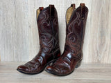 Size 9 Vintage 70s Laredo Cherry / Brownish Maroon Leather Cowboy Boots - Made in USA
