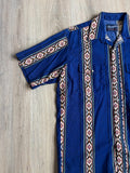 Vintage 90s Wrangler Short Sleeve Pearlsnap Western Shirt Blue Aztec - Large
