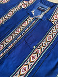 Vintage 90s Wrangler Short Sleeve Pearlsnap Western Shirt Blue Aztec - Large