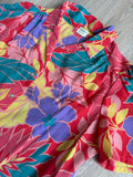 Vintage 80s Womens Fritzi Pink/Peach Floral Hawaiian Button Up Shirt w/ Gathered Shoulder - Sm/Med