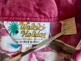 Vintage 80s Waikiki Holiday - Faded Red Hawaiian Floral Button Up Shirt - Medium